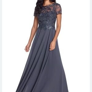 Xscape Charcoal Embellished Gown